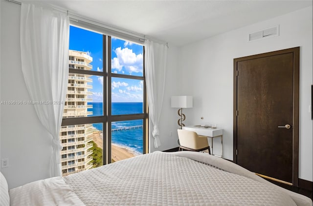 bedroom with a water view