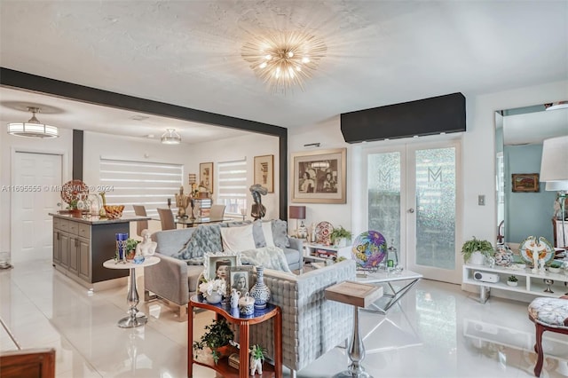 1900 SW 21st Ave, Miami, FL 33145 - living area featuring light tile patterned flooring and beam ceiling