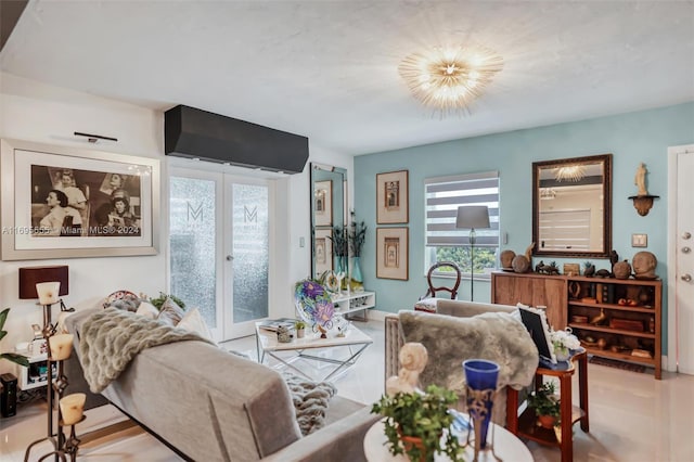 living room with french doors