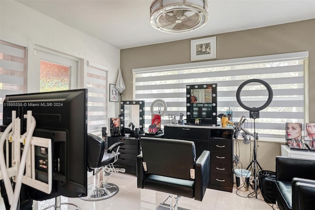 1900 SW 21st Ave, Miami, FL 33145 - miscellaneous room with plenty of natural light, light tile patterned floors, and an office area