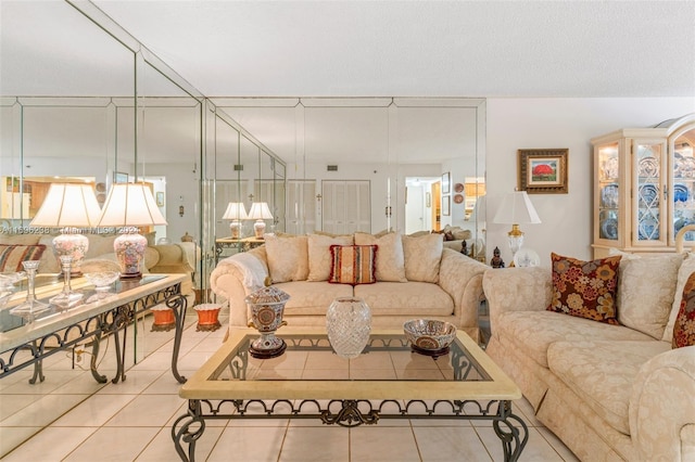 view of tiled living room