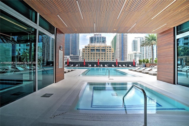 1080 Brickell Ave Unit 3604, Miami, FL 33131 - community pool featuring a hot tub and a city view