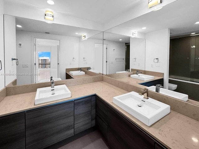 1080 Brickell Ave Unit 3604, Miami, FL 33131 - bathroom with recessed lighting and double vanity