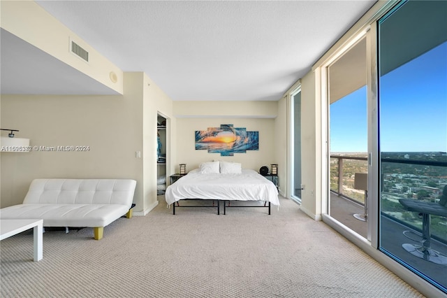 carpeted bedroom featuring access to outside