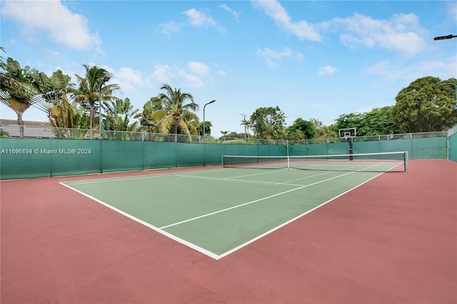 view of tennis court with basketball court