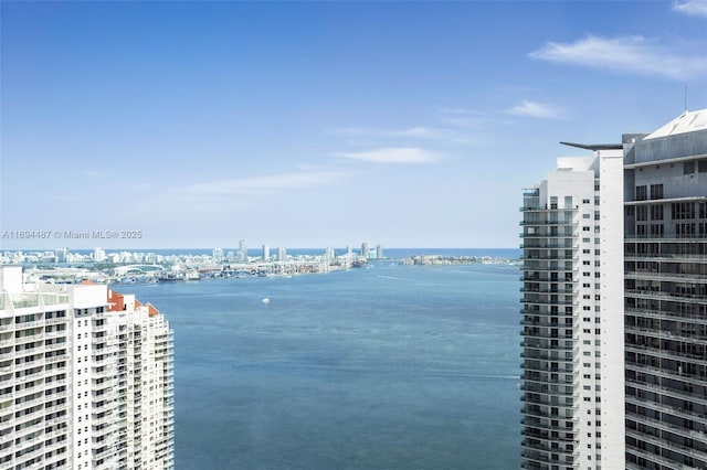 property view of water with a view of city