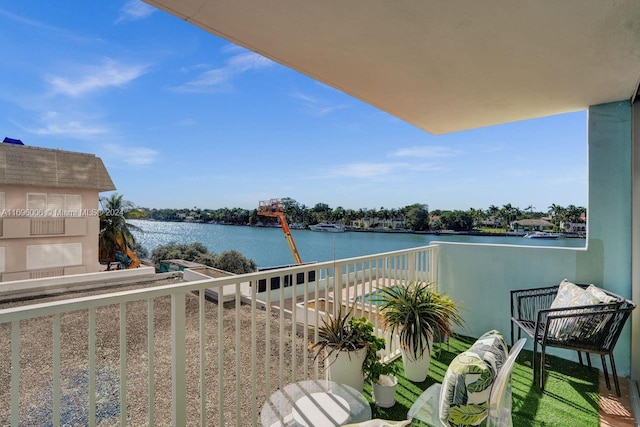 balcony with a water view