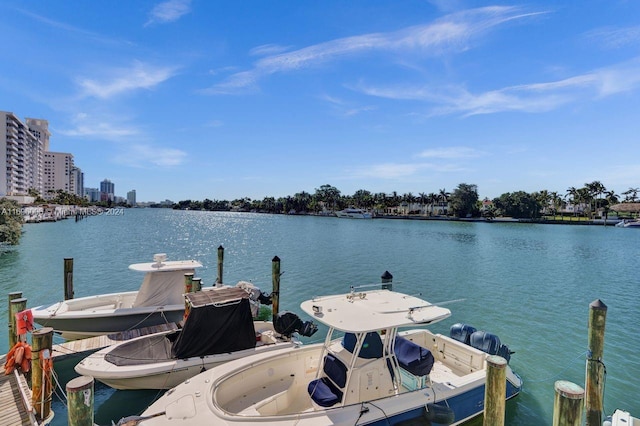 view of dock featuring a water view