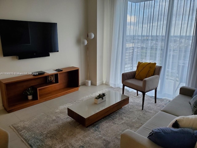 view of tiled living room