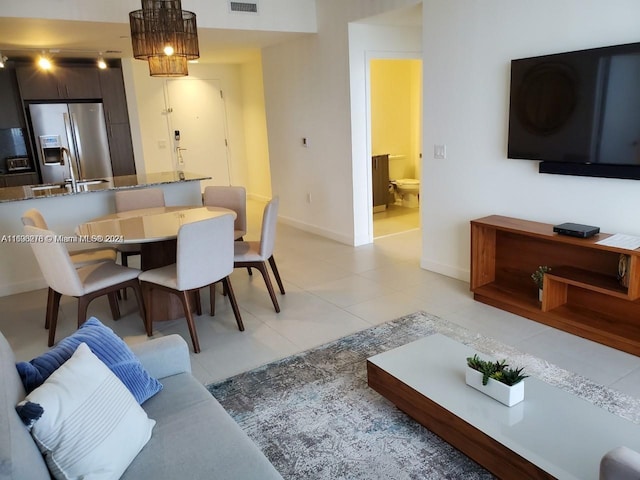 view of tiled living room