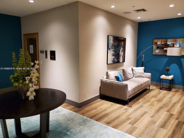 living room with light wood-type flooring