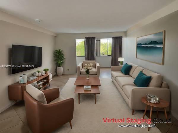 view of tiled living room