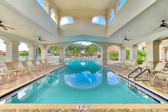 view of swimming pool with a patio area