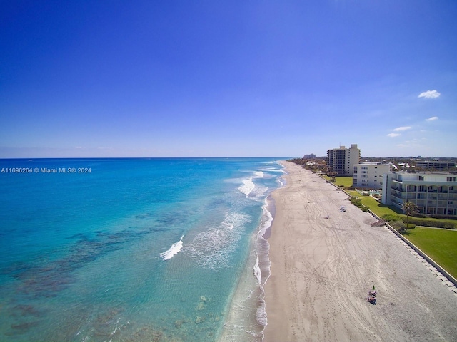 property view of water featuring a view of the beach