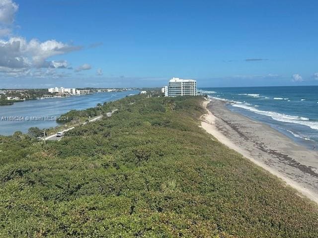 view of water feature featuring a beach view