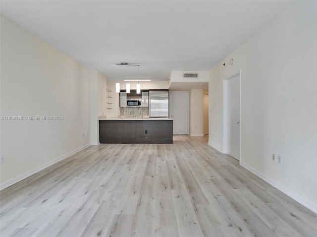 unfurnished living room featuring light wood-type flooring