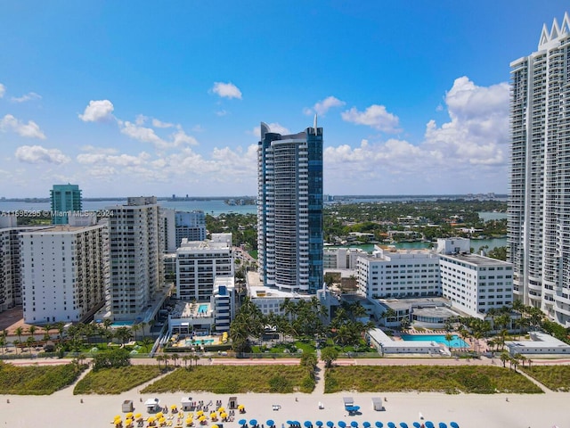 property's view of city with a water view