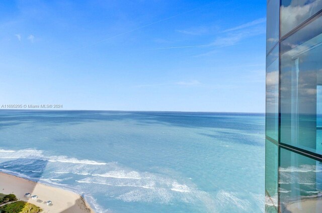 view of water feature with a view of the beach