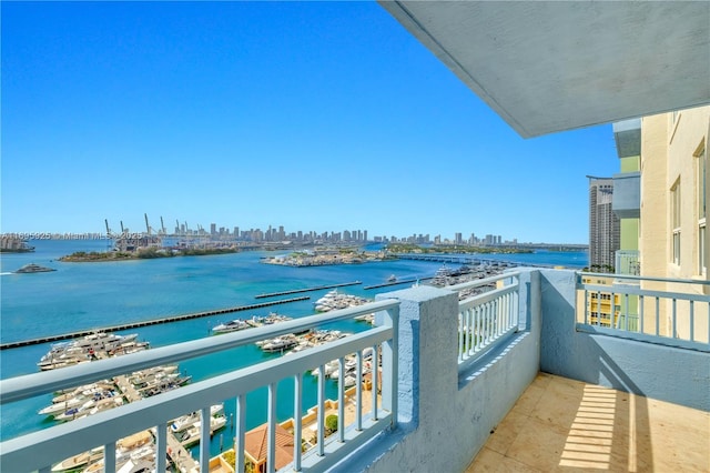 balcony with a water view