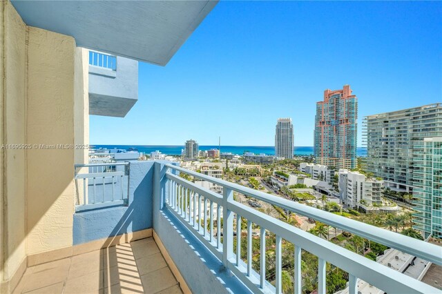 balcony with a water view