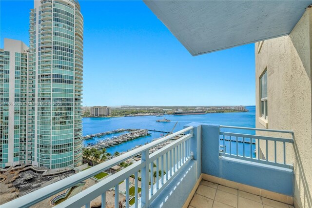 balcony with a water view