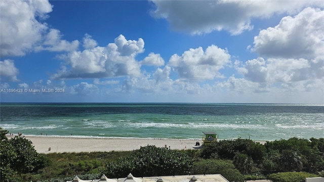 property view of water featuring a beach view