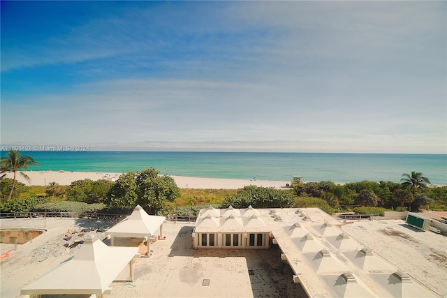 property view of water featuring a view of the beach