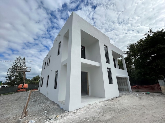 exterior space with a garage