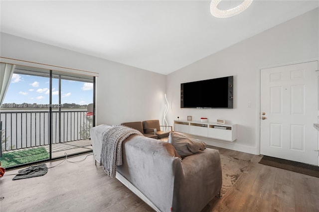 468 NE 206th Ln Unit 206, Miami, FL 33179 - living room featuring lofted ceiling and wood finished floors