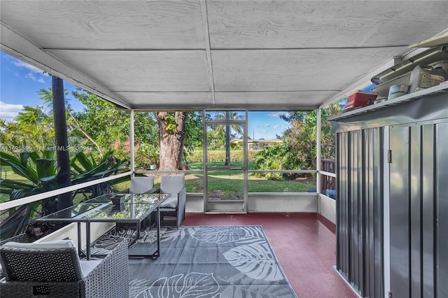 view of unfurnished sunroom