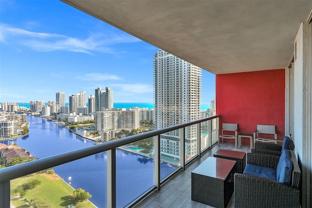 balcony with a water view