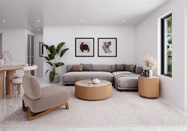 view of tiled living room