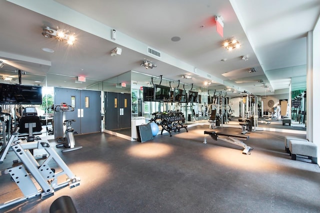 exercise room with plenty of natural light