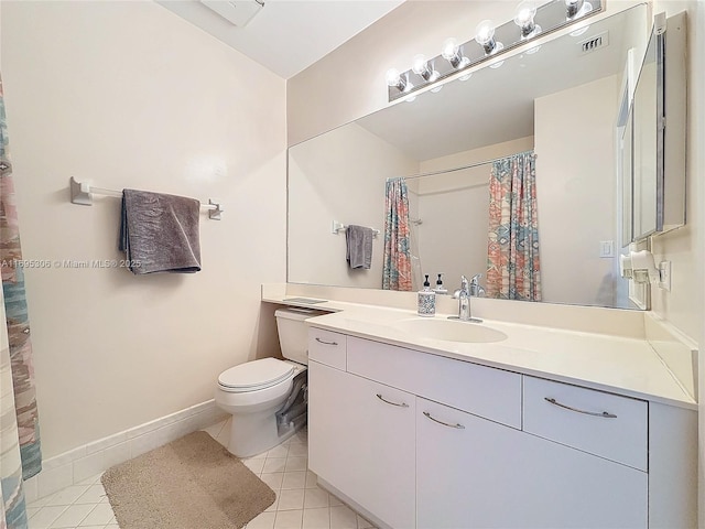 bathroom featuring tile patterned floors, vanity, and toilet