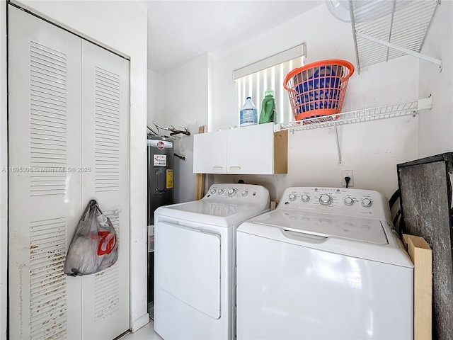 laundry area featuring separate washer and dryer and water heater