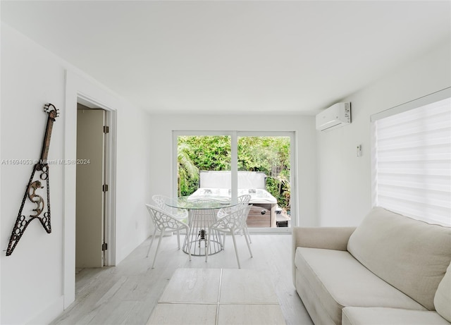 interior space featuring an AC wall unit