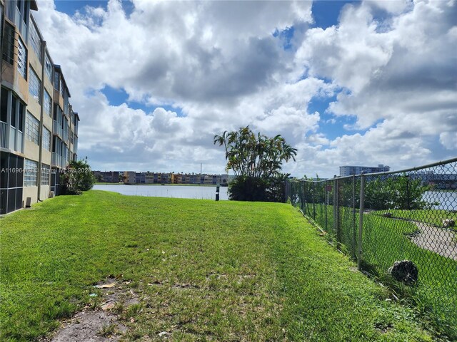 view of yard with a water view