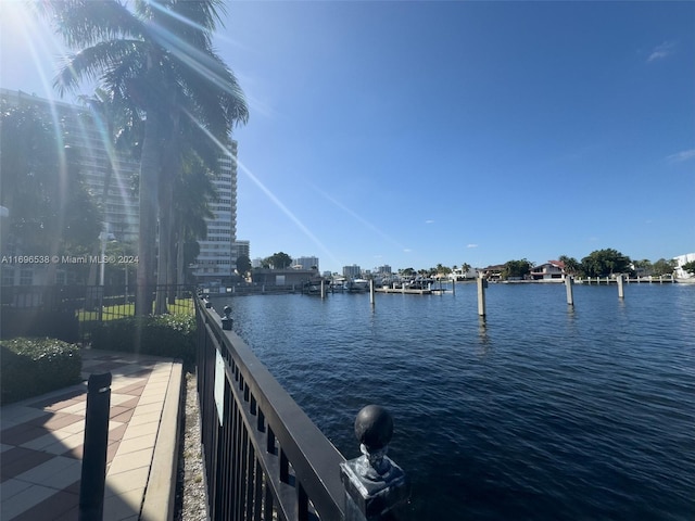 view of dock featuring a water view