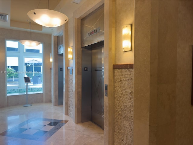 interior space featuring elevator