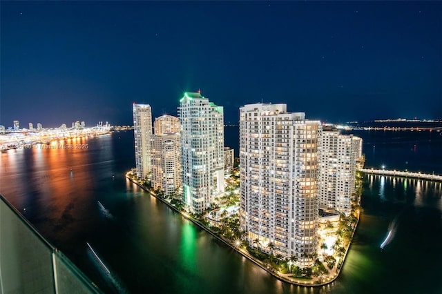 property view of water featuring a view of city lights