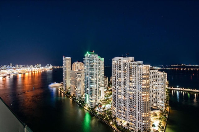 property view of water featuring a view of city lights