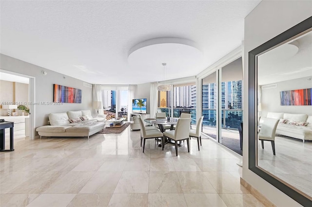 dining room featuring a textured ceiling