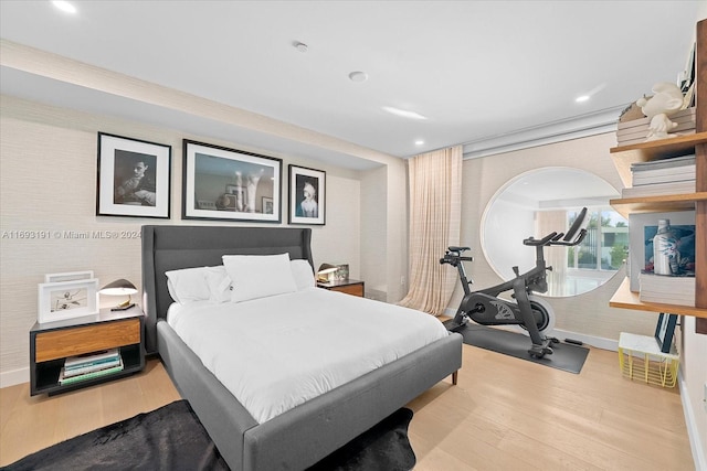 bedroom featuring light wood-type flooring