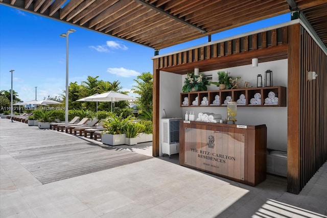 view of patio featuring a deck