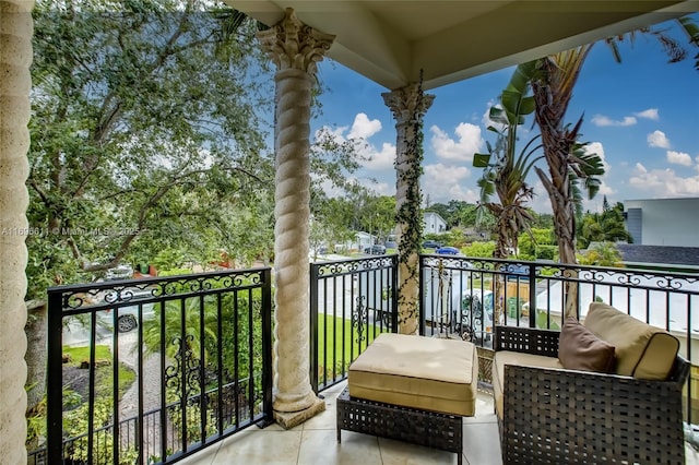 balcony featuring area for grilling