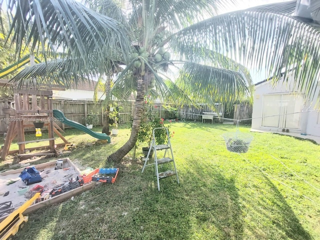 view of yard featuring a playground