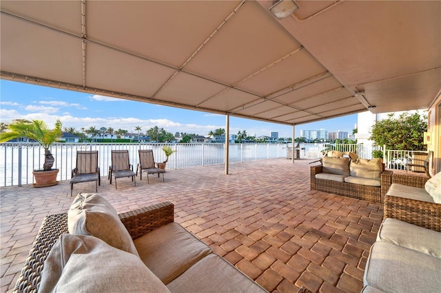 view of patio featuring fence