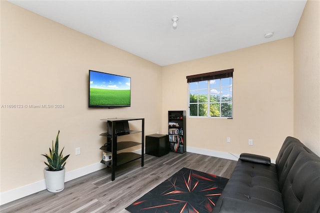 living room with hardwood / wood-style floors