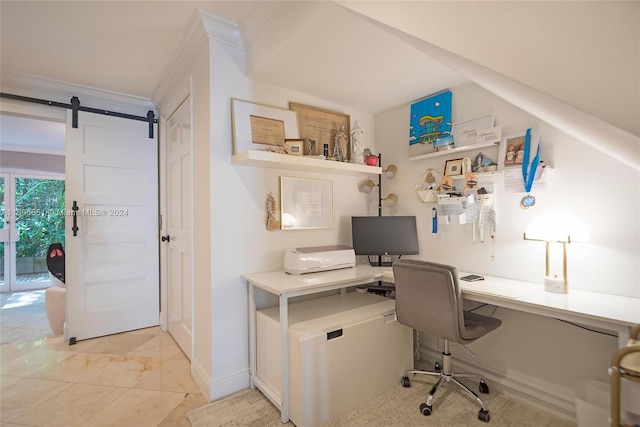 home office featuring ornamental molding