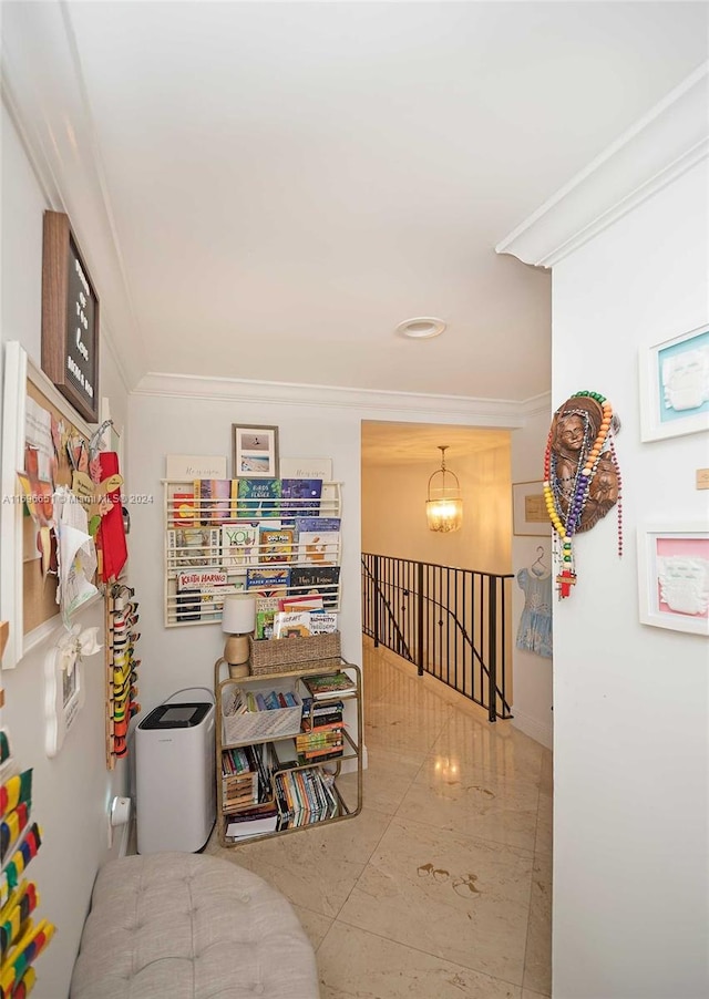 hallway with crown molding